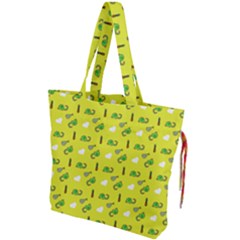 Green Elephant Pattern Yellow Drawstring Tote Bag by snowwhitegirl