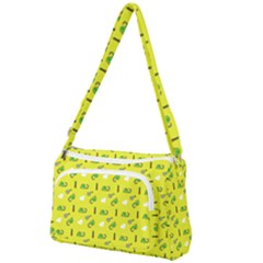 Green Elephant Pattern Yellow Front Pocket Crossbody Bag