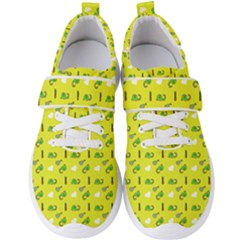 Green Elephant Pattern Yellow Men s Velcro Strap Shoes by snowwhitegirl