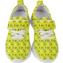 Green Elephant Pattern Yellow Kids  Velcro Strap Shoes View1