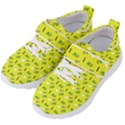 Green Elephant Pattern Yellow Kids  Velcro Strap Shoes View2