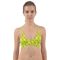 Green Elephant Pattern Yellow Wrap Around Bikini Top by snowwhitegirl