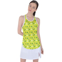 Green Elephant Pattern Yellow Racer Back Mesh Tank Top by snowwhitegirl