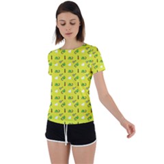 Green Elephant Pattern Yellow Back Circle Cutout Sports Tee