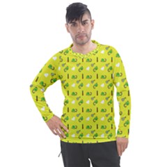 Green Elephant Pattern Yellow Men s Pique Long Sleeve Tee