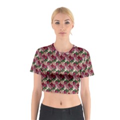 Doily Rose Pattern Red Cotton Crop Top by snowwhitegirl