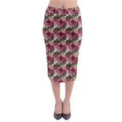 Doily Rose Pattern Red Midi Pencil Skirt by snowwhitegirl