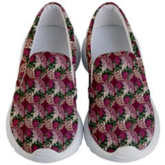 Doily Rose Pattern Red Kids Lightweight Slip Ons by snowwhitegirl