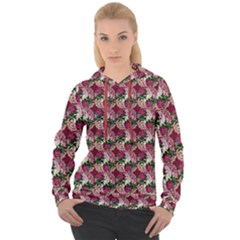 Doily Rose Pattern Red Women s Overhead Hoodie by snowwhitegirl