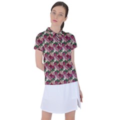 Doily Rose Pattern Red Women s Polo Tee