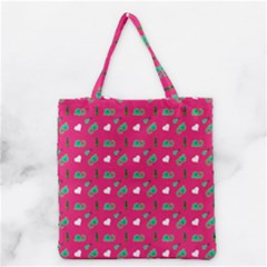 Green Elephant Pattern Hot Pink Grocery Tote Bag by snowwhitegirl