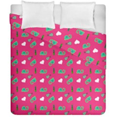 Green Elephant Pattern Hot Pink Duvet Cover Double Side (california King Size) by snowwhitegirl