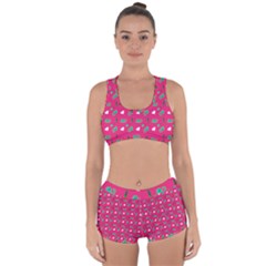 Green Elephant Pattern Hot Pink Racerback Boyleg Bikini Set by snowwhitegirl