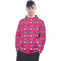 Green Elephant Pattern Hot Pink Men s Pullover Hoodie by snowwhitegirl