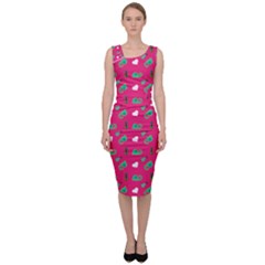 Green Elephant Pattern Hot Pink Sleeveless Pencil Dress by snowwhitegirl