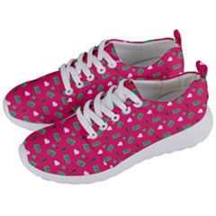 Green Elephant Pattern Hot Pink Men s Lightweight Sports Shoes by snowwhitegirl