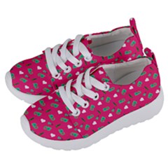 Green Elephant Pattern Hot Pink Kids  Lightweight Sports Shoes by snowwhitegirl