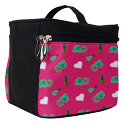 Green Elephant Pattern Hot Pink Make Up Travel Bag (small) by snowwhitegirl