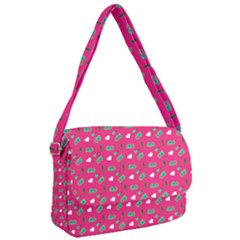 Green Elephant Pattern Hot Pink Courier Bag by snowwhitegirl