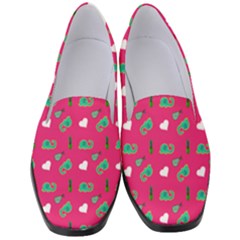 Green Elephant Pattern Hot Pink Women s Classic Loafer Heels by snowwhitegirl