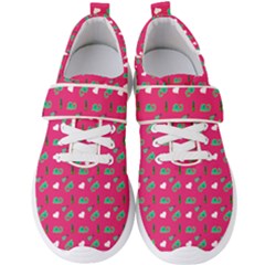 Green Elephant Pattern Hot Pink Men s Velcro Strap Shoes by snowwhitegirl