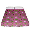 Green Elephant Pattern Mauve Fitted Sheet (Queen Size) View1