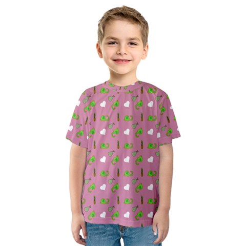 Green Elephant Pattern Mauve Kids  Sport Mesh Tee by snowwhitegirl