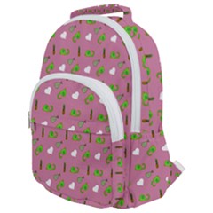 Green Elephant Pattern Mauve Rounded Multi Pocket Backpack by snowwhitegirl