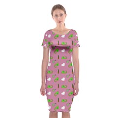 Green Elephant Pattern Mauve Classic Short Sleeve Midi Dress by snowwhitegirl