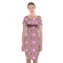 Green Elephant Pattern Mauve Classic Short Sleeve Midi Dress View1