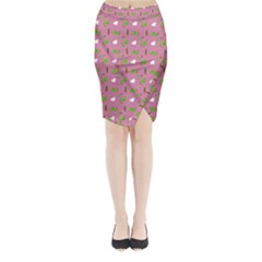 Green Elephant Pattern Mauve Midi Wrap Pencil Skirt by snowwhitegirl