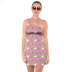 Green Elephant Pattern Mauve One Soulder Bodycon Dress by snowwhitegirl