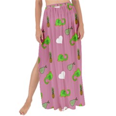 Green Elephant Pattern Mauve Maxi Chiffon Tie-up Sarong by snowwhitegirl