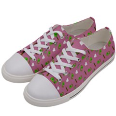 Green Elephant Pattern Mauve Women s Low Top Canvas Sneakers by snowwhitegirl