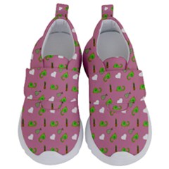 Green Elephant Pattern Mauve Kids  Velcro No Lace Shoes by snowwhitegirl