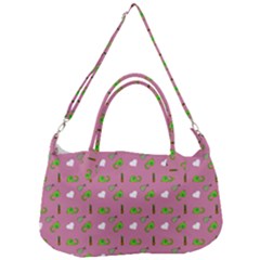 Green Elephant Pattern Mauve Removal Strap Handbag by snowwhitegirl