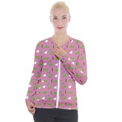 Green Elephant Pattern Mauve Casual Zip Up Jacket