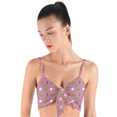 Green Elephant Pattern Mauve Woven Tie Front Bralet