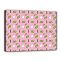 Green Elephant Pattern Pink Canvas 16  x 12  (Stretched) View1