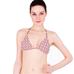 Green Elephant Pattern Pink Bikini Top by snowwhitegirl