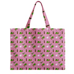 Green Elephant Pattern Pink Zipper Mini Tote Bag by snowwhitegirl