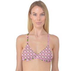 Green Elephant Pattern Pink Reversible Tri Bikini Top by snowwhitegirl