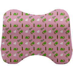 Green Elephant Pattern Pink Head Support Cushion by snowwhitegirl