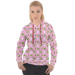 Green Elephant Pattern Pink Women s Overhead Hoodie