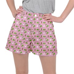 Green Elephant Pattern Pink Ripstop Shorts by snowwhitegirl