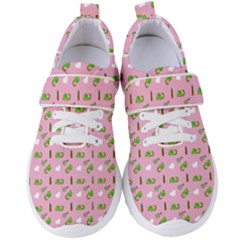 Green Elephant Pattern Pink Women s Velcro Strap Shoes by snowwhitegirl