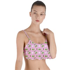 Green Elephant Pattern Pink Layered Top Bikini Top  by snowwhitegirl