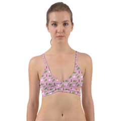 Green Elephant Pattern Pink Wrap Around Bikini Top by snowwhitegirl