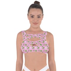 Green Elephant Pattern Pink Bandaged Up Bikini Top by snowwhitegirl