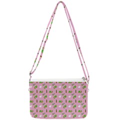 Green Elephant Pattern Pink Double Gusset Crossbody Bag